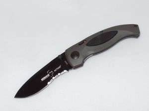 Boker Knives-B0061 Boker Plus Action 2 Automatic Folding Knife, 3.2 Black Part Serrated Blade,  Liner Lock, With Pocket Clip