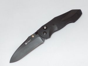 CRKT Knives-1120K Anubis Designed By Elishewitz  Folding Pocket Knife,3.5'' Black Plain Blade, With Pocket Clip,