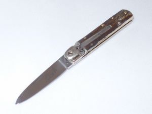 Hubertus Knives-68.112.HH.09 , Small Slimline No-9 Automatic Folding Knife, 2-3/4'' Drop Point Blade, Stag Handles, Made In Germany