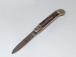 Hubertus Knives-68.106.HH.10 Guardian Pattern, Pistol Shape Automatic Folding Knife, 2-3/4'' Spear Point Blade, Made In Germany