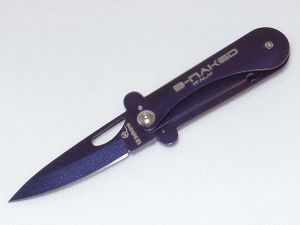 F.lli Beltrame Knives-B-Naked Blue Folding Pocket Knife, Stainless Steel Handles, 2.5 Blue Plain Blade, Made In Italy