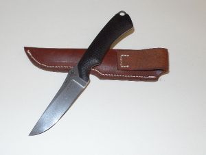 Randall King Lynx Lite Fixed Blade, Mirror Polished Black Micarta Handles