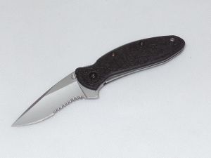 Kershaw Knives-1620ST , Scallion Assisted Opening Knife , 2.25'' Part Serrated Blade, Black Zytel Handles, No Box, (XXX)