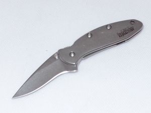 Kershaw Knives-1600SS , High Polish Chive, Assisted Opening Pocket Knife, 1.94'' Plain Blade, Stainless Steel Handles, No Box, , Discontinued, Rare