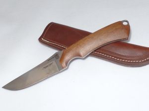 Randall King Knives-Lynx Lite With Wood Handles Fixed Blade, 3-3/4'' Mirror Polished Blade, With Leather Sheath, Lanyard Hole
