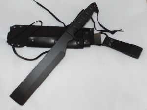 Ontario Knives-SP8 Machete Survival Fixed Blade Knife, With 10'' Carbon 1095 Steel Blade, With Leather & Cordura Sheath, Tactical Knife