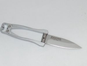 Boker Knives-BO450  Quick Flip Neck Knife Designed By Robert Voros, Grey Frame Handle, AUS-8 Stainless Steel Blade