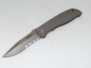 Gerber Knives-05922 , Harsey Air Ranger Folding Pocket Knife, 3-1/4'' Part Serrated Blade, Green Aluminum Handles, W/ Pocket Clip, Rare, Discontinued
