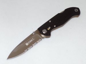 CRKT-7256 Lake III Folding Pocket Knife,Designed By Ron Lake, 4'' Part Serrated Blade,Lock Back Safety, With Stainless Steel Clip