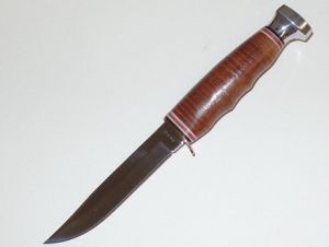Ka-Bar  Hunter, 8-1/8'' Stacked Leather Handle, Leather Sheath- 02-1231