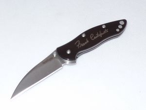 Kershaw Knives-1615 Centofante (XXX) Assisted Opening Pocket Knife, With Safety Button, 2-1/4 Mirror Polish Blade, Mother Pearl Inlays, Leather Shaeth, With Pocket Clip