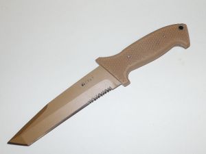 CRKT- M60-16NKD -SOTFB Combat Fixed Blade Knife ( 6.125" ComboTanto Blade, Desert Tan, Nylon Sheath )