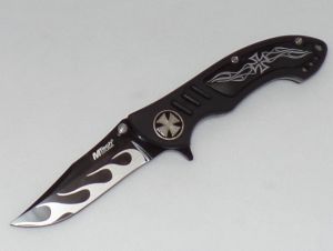 MTECH Knives- MT-213GY -Aluminum Handle Rubber Inlay Gray Folding Pocket Knife ( 3" 440 Stainless Steel Blade )