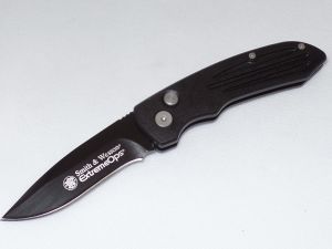 Smith & Wesson- SW50B -Extreme OPS Automatic Folding Pocket Knife ( 3.27" Black Plain Blade & Aluminum Handle )