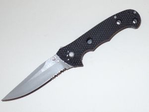 CRKT-7914 Hammond Cruiser Folding Pocket Knife, Liner Lock, 3.75'' Part Serrated Bead Blast Blade, With Pocket Clip, Zytel Handles