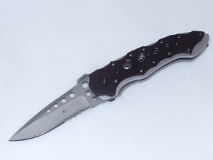 CRKT- 5021  Yea Go Folding Pocket Knife By Van Hoy, 3.125'' Part Serrated Blade, Aluminum Handles, With Pocket Clip-Discontinued