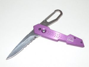 Buck Knives-B437-PLX Revolution Folding Pocket Knife/ Caribiner Tool, 3'' Part Serrated Blade, Stainless Steel Handles, Dis-continued , Rare