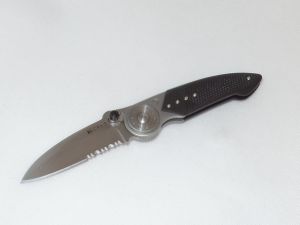 CRKT-4112 BladeLock2 Folding Pocket Knife By Michael Walker, 2.875'' Part Serrated Blade, Zytel Scales, Rare, Discontinued, With Pocket Clip