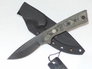 Tops Knives- Sierra Scout- SSC01 Tactical Fixed Blade Knife, 3.75'' Black Plain Blade, With Kydex Sheath, Micarta Handles