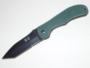 Ka-Bar Tactical Folder , Modified Tanto Blade, Green G-10 Scales-6001