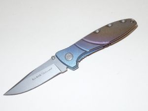Ka-Bar Knives-KT 2612 ,Technocut Folding Pocket Knife, Frame Lock, 3'' Clip Point Blade, Coloured Titanium Handles, Rare, Discontinued, Made In Italy