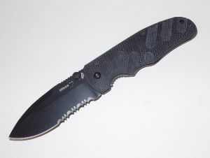 Boker Knives-B0561 , Boker Plus M Type CLB Folder ,  440C Part Serrated Stainless Blade, W/ Pocket Clip, Rare, Discontinued