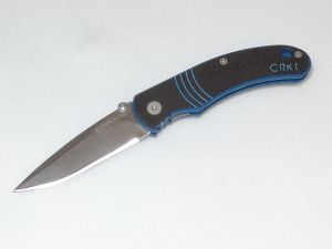 CRKT-6021 Contrail Liner Lock Folding Knife By Jim Hammond, Blue G-10 Handles, , With Lanyard Hole, Made In Italy