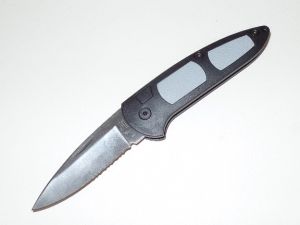 Boker  Delrin Top Lock -7206 , Grey Inset, Part Serrated Blade-Automatic Folding Knife