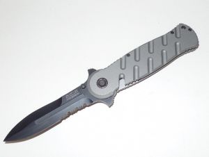 Boker-2110 AFD Folding Tactical  Dagger POHL, CPM-S60V 4'' Blade, Part Serrated Black Blade