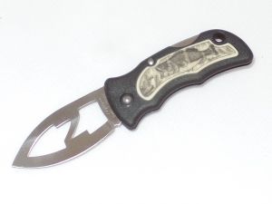 JUNGLEE - K02078 - Folding Pocket Knife - (2 1/4" AUS-6 Stainless Steel Blade) - Scrimshaw Look Handle design - Lock back Safety