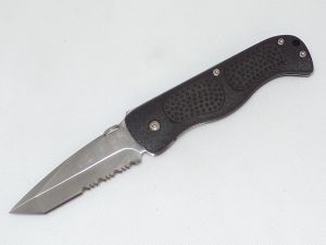 Junglee Knives- K02018 Sahara JR Folding Pocket Knife, 3.5'' Part Serrated Blade, Liner Lock, With Pocket Clip 7 Leather Pouch- Discontinued