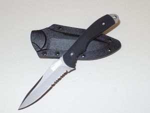 Timberline Knives-7221, Mini Pit Bull Neck Knife Designed By Lightfoot,3'' Beadblast Plain Blade, Black Zytel Handles,W/ Sheath, Discontinued