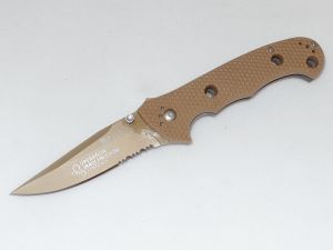 CRKT-7914DI  Desert Cruiser Folding Tactical Knife, 3.75'' Part Serrated Blade, Desert Tan Zytel Handles, LAWKS Safety Feature, Iraqi Freedom Operations