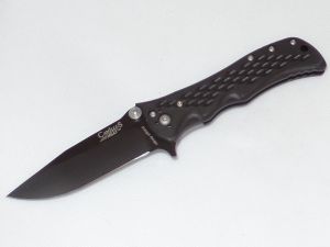 Camillus Knives-C2335C Heat Assisted Opening Liner Lock Pocket Knife, Black Zytel Scales, 3.65'' Black Plain Blade, With Pocket Clip-Discontinued-Rare