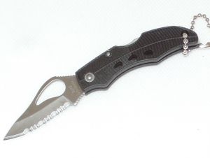 Spyderco Knives-BY11SBK , Bryd Finch Pocket Folding Knife, 1-7/8'' Serrated Blade, Black Frn Handles, Rare, Discontinued, Keychain