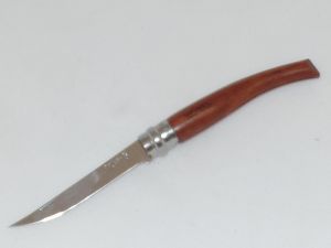 Opinel Knives-OP00013  Fish Fillet Folding Pocket Knife, 4'' Stainless Steel Blade, Walnut Wood Handles, With Safety Ring
