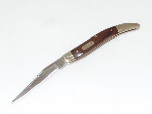 Buck Knives-0385BRS-B ,Toothpick Folding Pocket Knife,2.25'' Satin Plain Blade, Woodgrain Handles, With Nickel Silver Bolsters