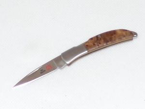 Al Mar Knives-1001BR Osprey Folding Pocket Knife, 1.65'' Plain Blade, Briar Wood Handles,  With Leather Pouch, Rare, Discontinued
