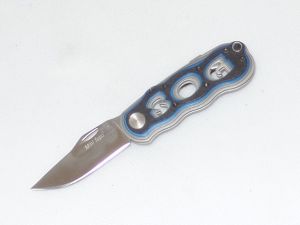 S.O.G-MT-1 Mini Topo Folding Pocket Knife, 2''Plain Blade, With Money/Pocket Clip, Blue Zytel/Aluminum Handles, Rare, Discontinued