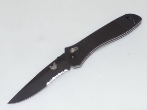 Benchmade Knives-710SBKD2 , Tactical Folding Knife, Axis Lock, Black G10 Scales , 3.90'' Part Serrated Blade,W/ Pocket Clip