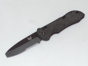 Benchmade Knives-916SBK , Triage Rescue Utility Folding Knife, 3.5'' Part Serrated Blunt Tip Blade, Black G10 Handles, Glass Breaker/ Safety Cutter
