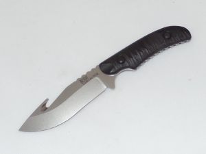 Benchmade Knives-15010 , Bone Collector Fixed Blade Knife, 4'' Drop Point Blade, G10 Black Handles, W/ Guthook , W/ Leather Sheath