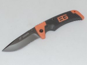 Gerber Knives-30-000386 , Bear Grylls Scout Pocket Knife, 3.63'' Part Serrated Blade, Textured Rubber Handles, LockBack, W/Pocket Clip