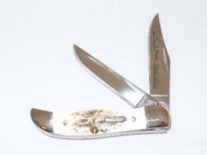 CASE- 06367 -Hunter PKT BRNT STAG Folding Pocket Knife with Leather Pouch ( 2.5" Stainless Steel Blade ) 06367