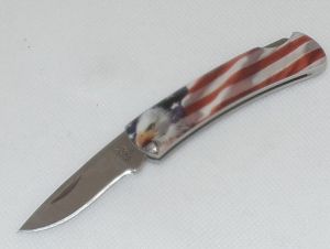 Buck Knives-0525AMS-B , Gent Folding Pocket Knife, 1-7/8'' Plain Blade, Stainess Handles With Acrylic Overlay, Rare, Discontinued