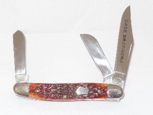 CASE- 05257 -Stockman Chestnut Folding Pocket Knife with Leather Pouch ( 1.5" Stainless Steel Blade ) 05257