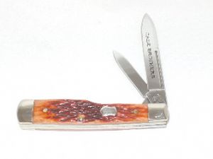 CASE- 05256 -Gunstock Chestnut Folding Pocket Knife with Leather Pouch ( 2.5" Stainless Steel Blade)