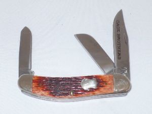 CASE- 05337 -Sowbelly Chsnt Folding Pocket Knife with Leather Pouch ( 3.5" Stainless Steel)