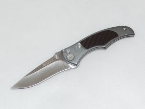 CRKT-5270A , Tighe Coon Automatic Gentleman's Folding Knife, Aluminum Handles With Carbon Fiber Inserts, With Safety Button, & Pocket Clip