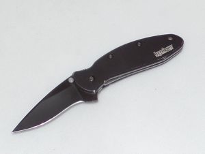 Kershaw Knives-1620ALBLKST , Scallion, By Ken Onion, Assisted Opening Knife, 2-1/4'' Part Serrated Black Blade, DLC Coated Aluminum Handles, Rare, Discontinued
